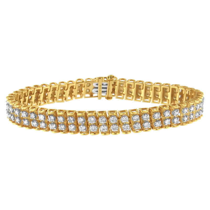 2 Micron 14KT Gold Plated Sterling Silver Diamond Tennis Link Bracelet (4 cttw, J-K Color, I1-I2 Clarity)