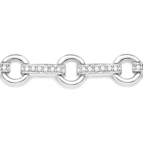 0.76 Carat Genuine White Diamond .925 Sterling Silver Bracelet