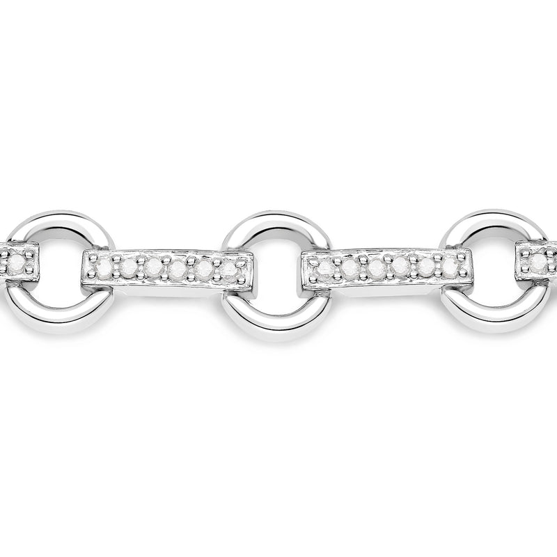 0.76 Carat Genuine White Diamond .925 Sterling Silver Bracelet