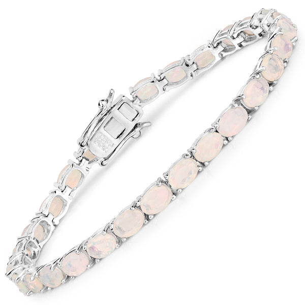 7.83 Carat Genuine Ethiopian Opal .925 Sterling Silver Bracelet