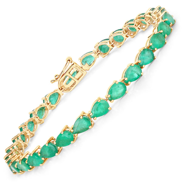 10.15 Carat Genuine Zambian Emerald 14K Yellow Gold Bracelet