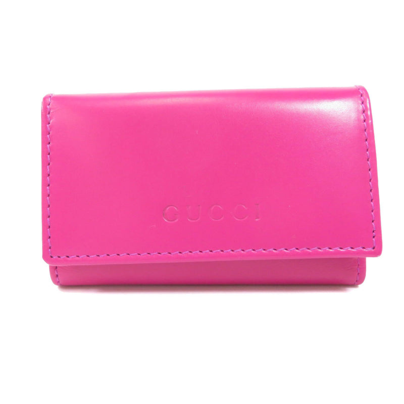 Gucci 75707 logo embossed key case leather ladies