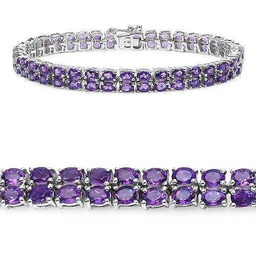 15.20 Carat Genuine Amethyst .925 Sterling Silver Bracelet