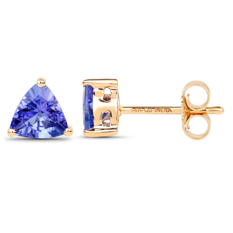 0.86 Carat Genuine Tanzanite 14K Yellow Gold Earrings