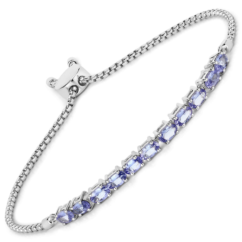 2.75 Carat Genuine Tanzanite .925 Sterling Silver Bracelet