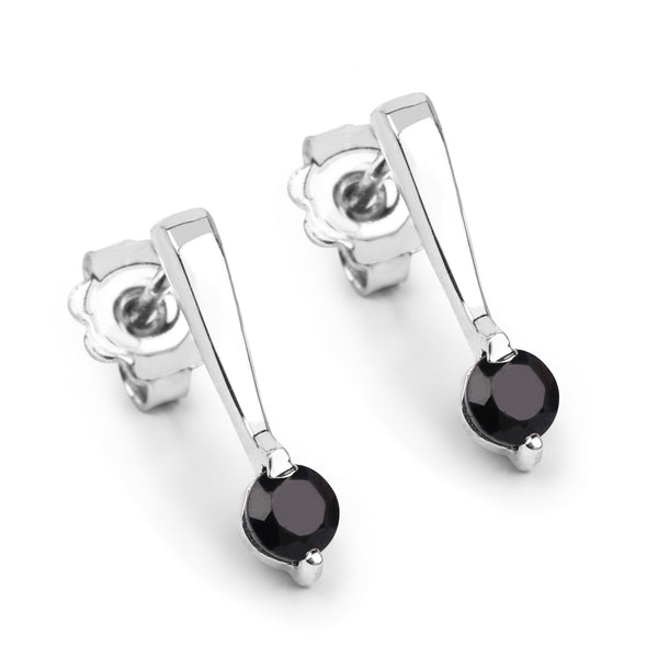 0.66 Carat Genuine Black Sapphire .925 Sterling Silver Earrings