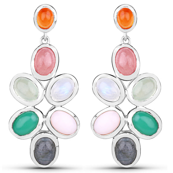 11.54 Carat Genuine Multi Stone .925 Sterling Silver Earrings