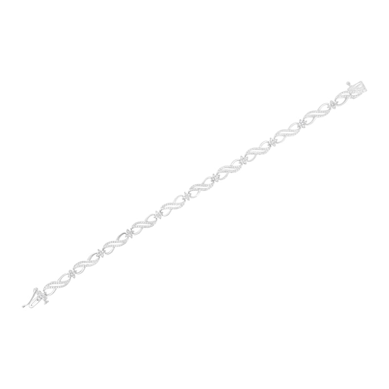 .925 Sterling Silver 1/2 cttw Prong Set Round-Cut Diamond Infinity Weave Link Bracelet (I-J Color, I2-I3 Clarity) - Size 7.25"