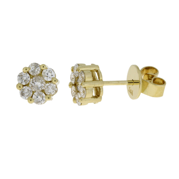 Genuine .58ct Diamond Stud Earrings 14KT Yellow Gold