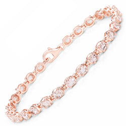 14K Rose Gold Plated 3.90 Carat Genuine Morganite .925 Sterling Silver Bracelet