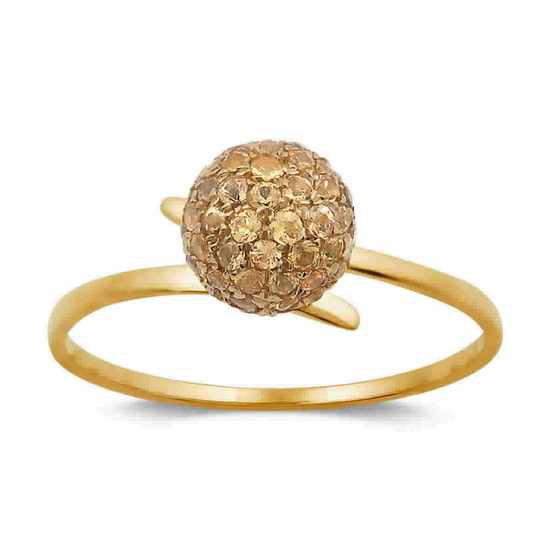 18k Yellow Gold 0.72ct Pave Bead Sapphire Ring Women Handmade Jewelry