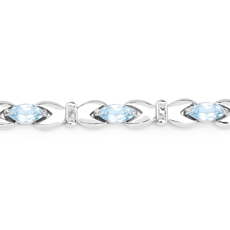 6.20 Carat Genuine Blue Topaz .925 Sterling Silver Bracelet