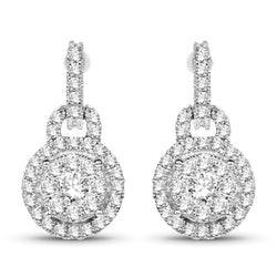 0.60 Carat Genuine White Diamond 14K White Gold Earrings (G-H Color, SI1-SI2 Clarity)