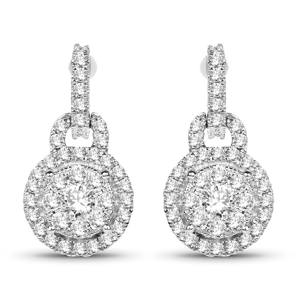 0.60 Carat Genuine White Diamond 14K White Gold Earrings (G-H Color, SI1-SI2 Clarity)