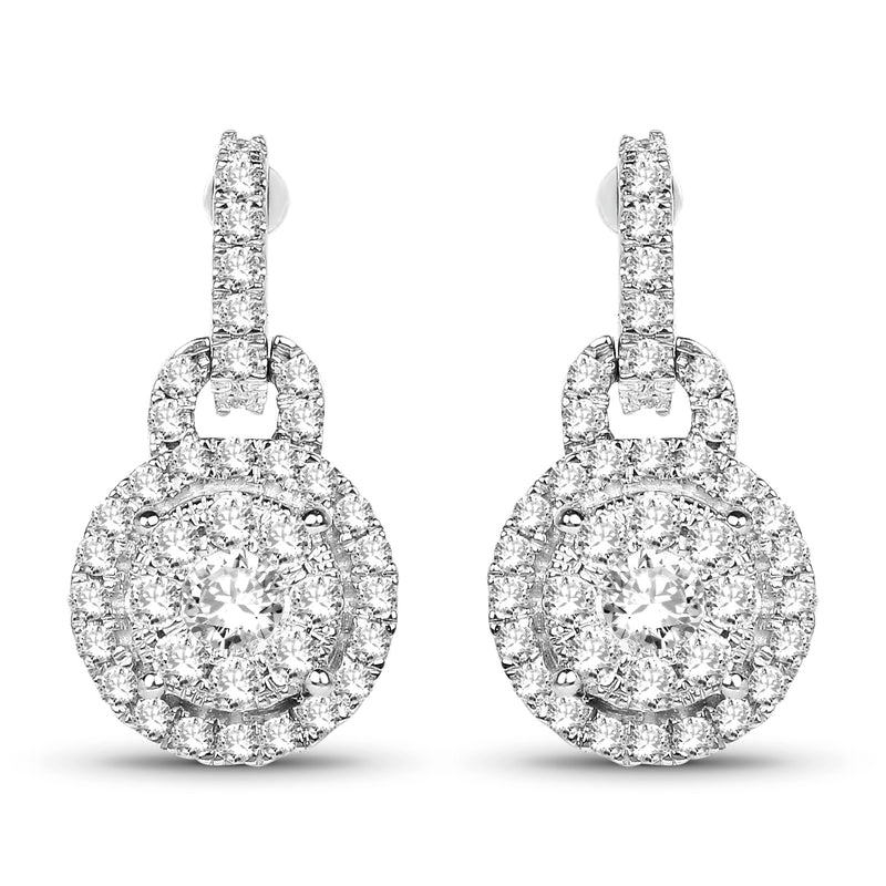 0.60 Carat Genuine White Diamond 14K White Gold Earrings (G-H Color, SI1-SI2 Clarity)