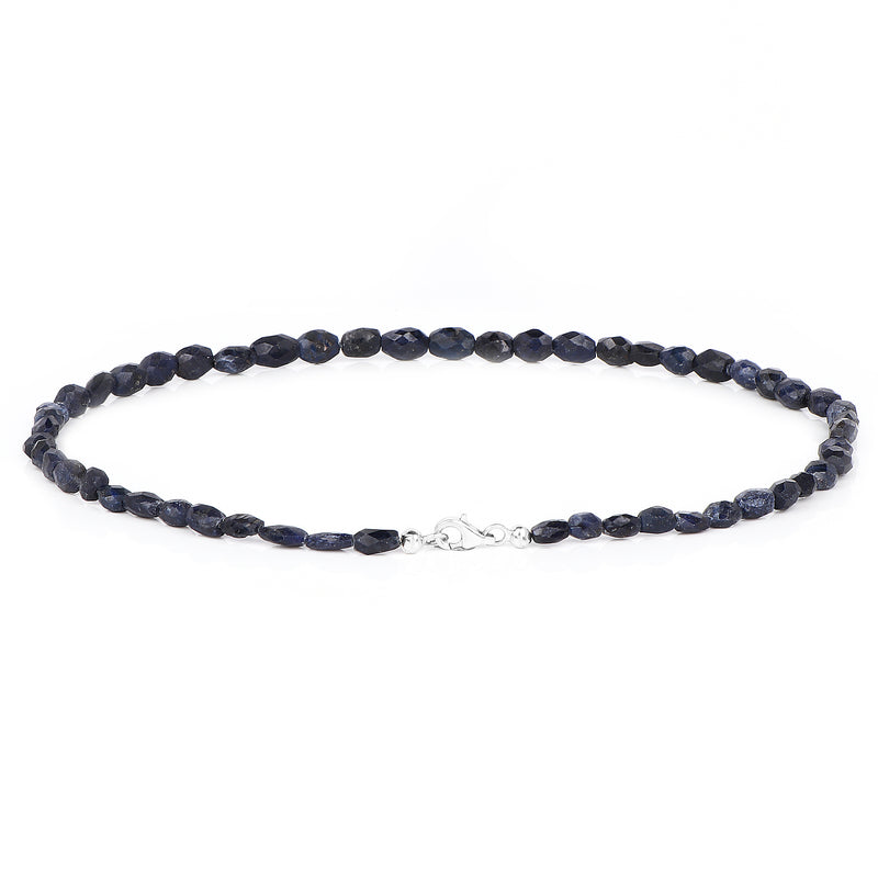 131.00 Carat Dyed Sapphire 18.25Inches Long Beaded Necklace