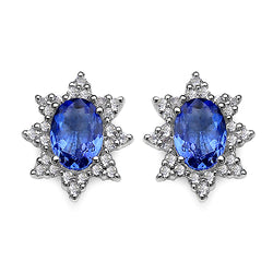 1.98 Carat Genuine Tanzanite .925 Sterling Silver Earrings