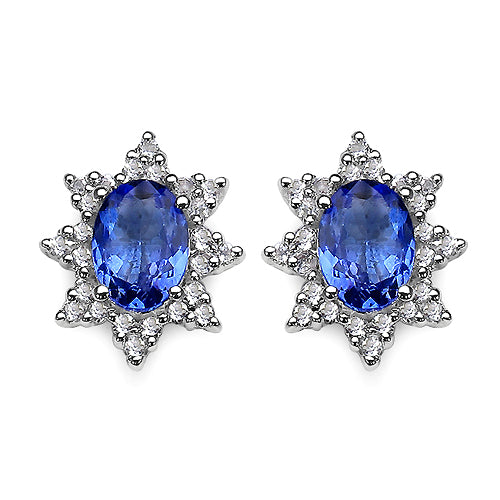 1.98 Carat Genuine Tanzanite .925 Sterling Silver Earrings