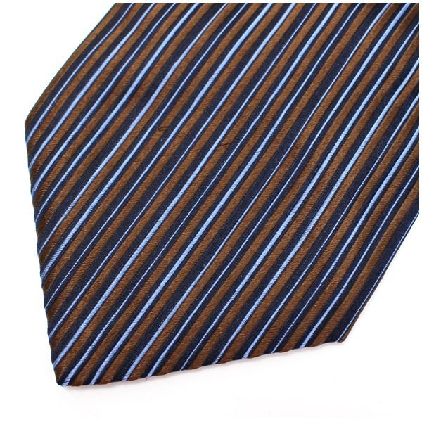 Gucci Silk Tie Blue x Brown Striped GUCCI Mens