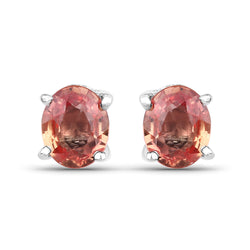 0.76 Carat Genuine Orange Sapphire .925 Sterling Silver Earrings