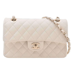 Chanel Womens Caviar Leather Shoulder Bag White