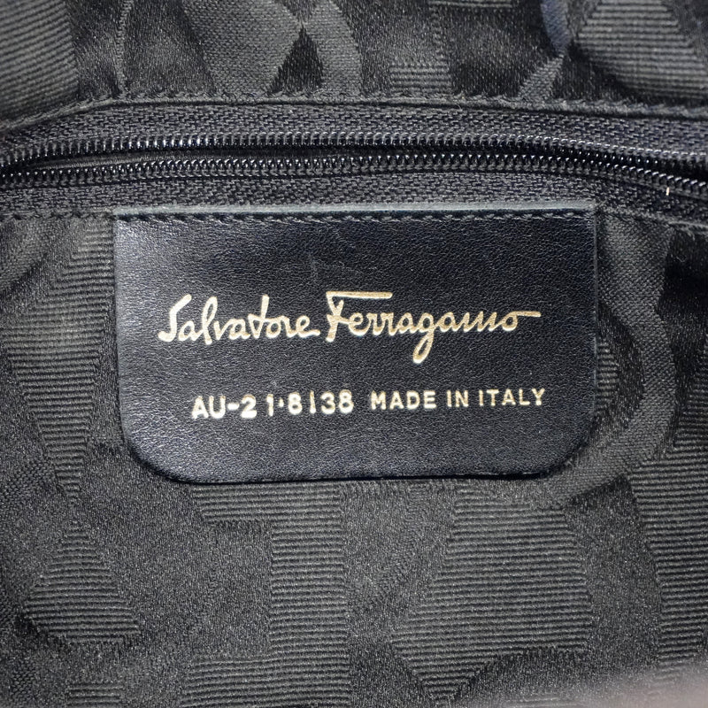 Auth Salvatore Ferragamo 2WAY Bag Womens Canvas Shoulder Bag Black