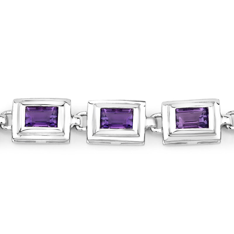 7.50 Carat Genuine Amethyst .925 Sterling Silver Bracelet