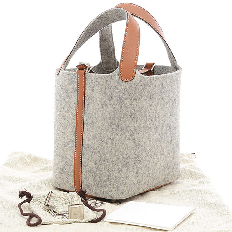 Hermes Picotin Lock PM 18 Felt Swift Gray Gold Y stamp Handbag