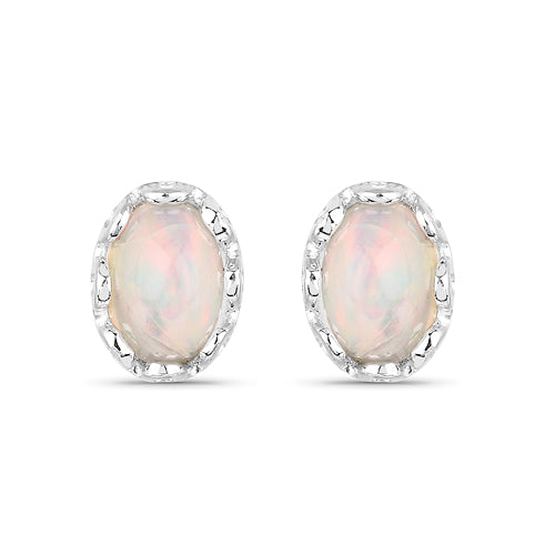 0.54 Carat Genuine Ethiopian Opal .925 Sterling Silver Earrings