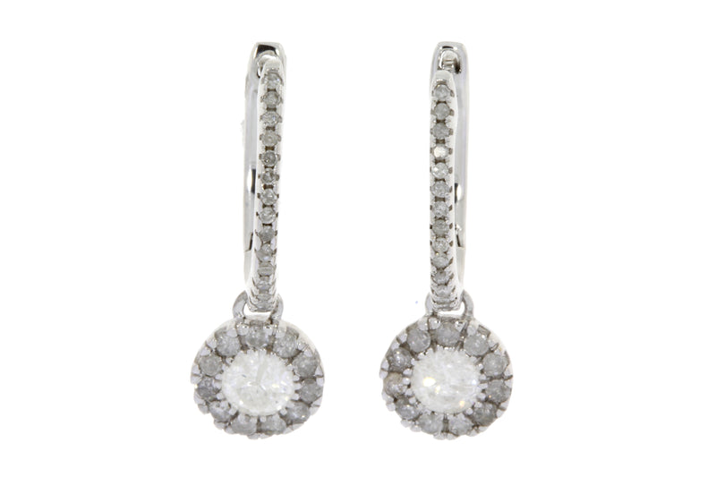 Natural .63ct Diamond Dangle Earrings 10KT White Gold