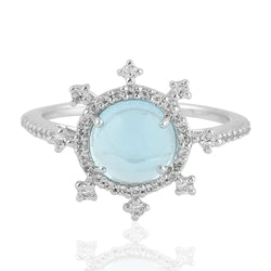 Natural Topaz Cocktail Ring 925 Sterling Silver Jewelry