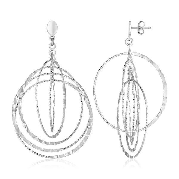 Sterling Silver Textured Circle Dangle Earrings