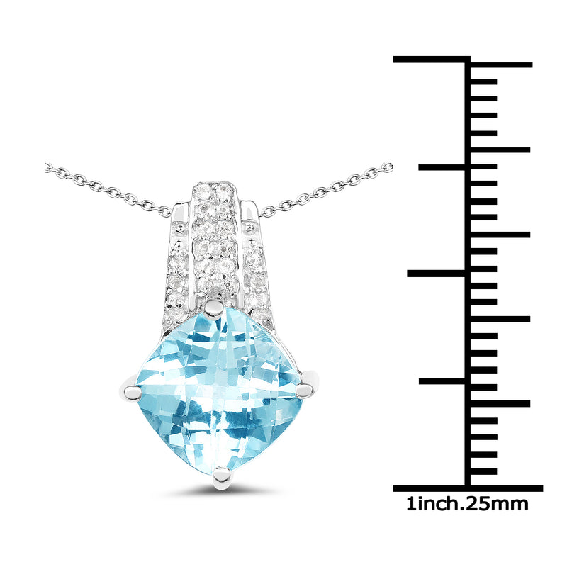 3.65 Carat Genuine Blue Topaz and White Topaz .925 Sterling Silver Pendant