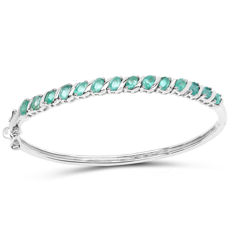 2.66 Carat Genuine Zambian Emerald .925 Sterling Silver Bangle