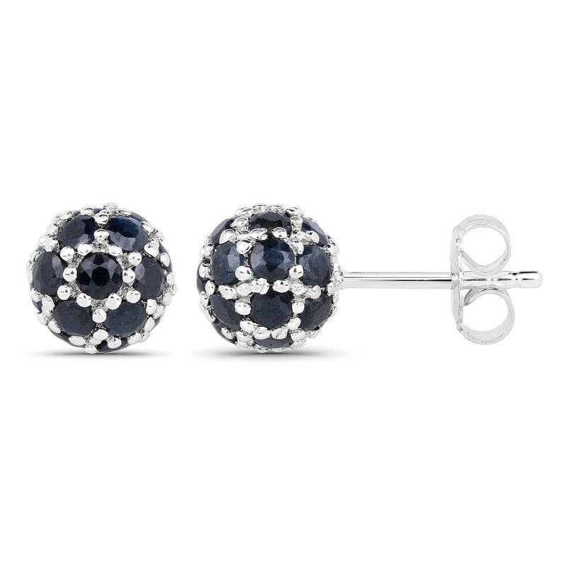 2.52 Carat Genuine Blue Sapphire .925 Sterling Silver Earrings