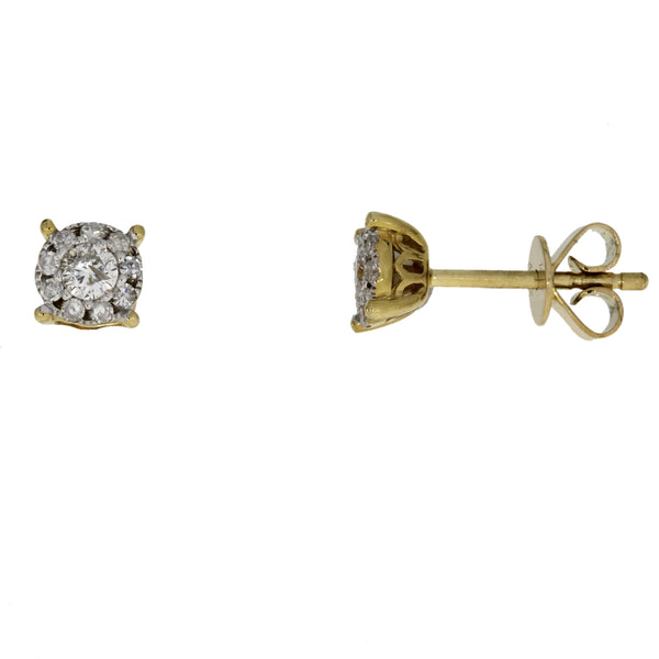 Natural .33ct Diamond Stud Earrings 14KT Yellow Gold