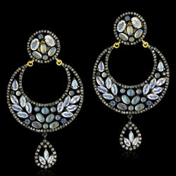 Marquise Cut Moonstone Dangle Earrings 14k Gold Silver Diamond Jewelry