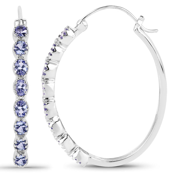 2.72 Carat Genuine Tanzanite .925 Sterling Silver Earrings