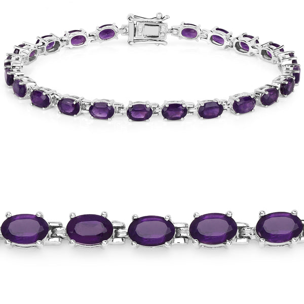 9.46 Carat Genuine Amethyst .925 Sterling Silver Bracelet