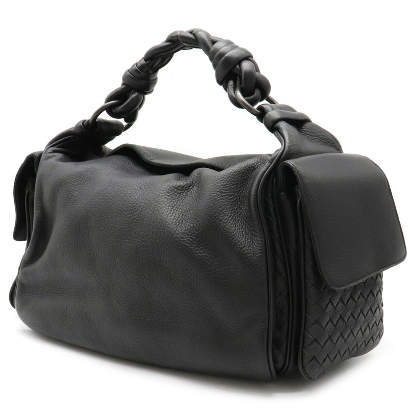Bottega Veneta Intrecciato Handbag Shoulder Bag Leather Black 144413