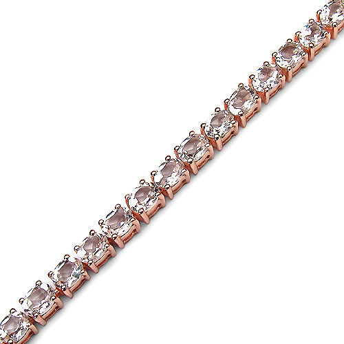 14K Rose Gold Plated 6.60 Carat Genuine Morganite .925 Sterling Silver Bracelet