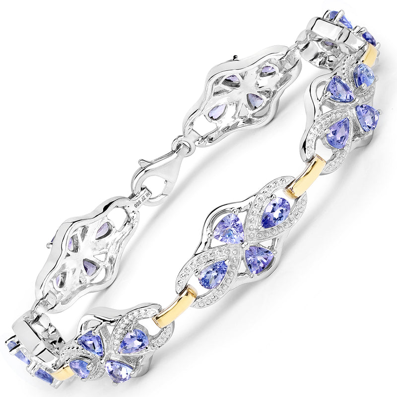 6.16 Carat Genuine Tanzanite .925 Sterling Silver Bracelet