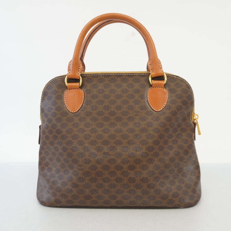 Auth Celine Macadam Handbag Womens PVC Handbag Brown