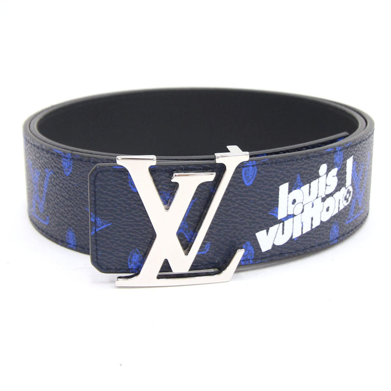 Louis Vuitton Belt Monogram Sainture LV Initial MP302V Navy Blue 85cm Everyday Capsule Collection Reversible Signature Mens Fashion