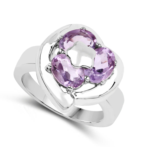 2.40 Carat Genuine Amethyst .925 Sterling Silver Ring