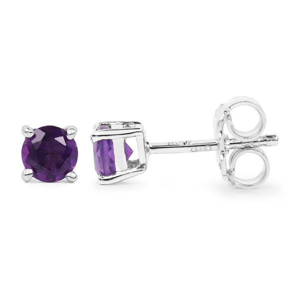 0.48 Carat Genuine Amethyst .925 Sterling Silver Earrings