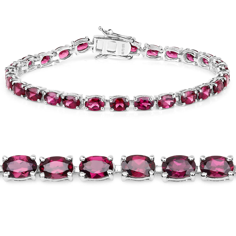 15.08 Carat Genuine Rhodolite .925 Sterling Silver Bracelet