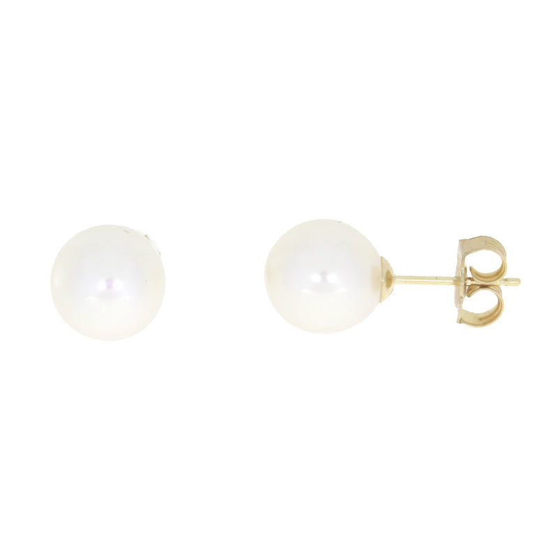 Fresh Water Pearl Stud Earrings 14KT Yellow Gold