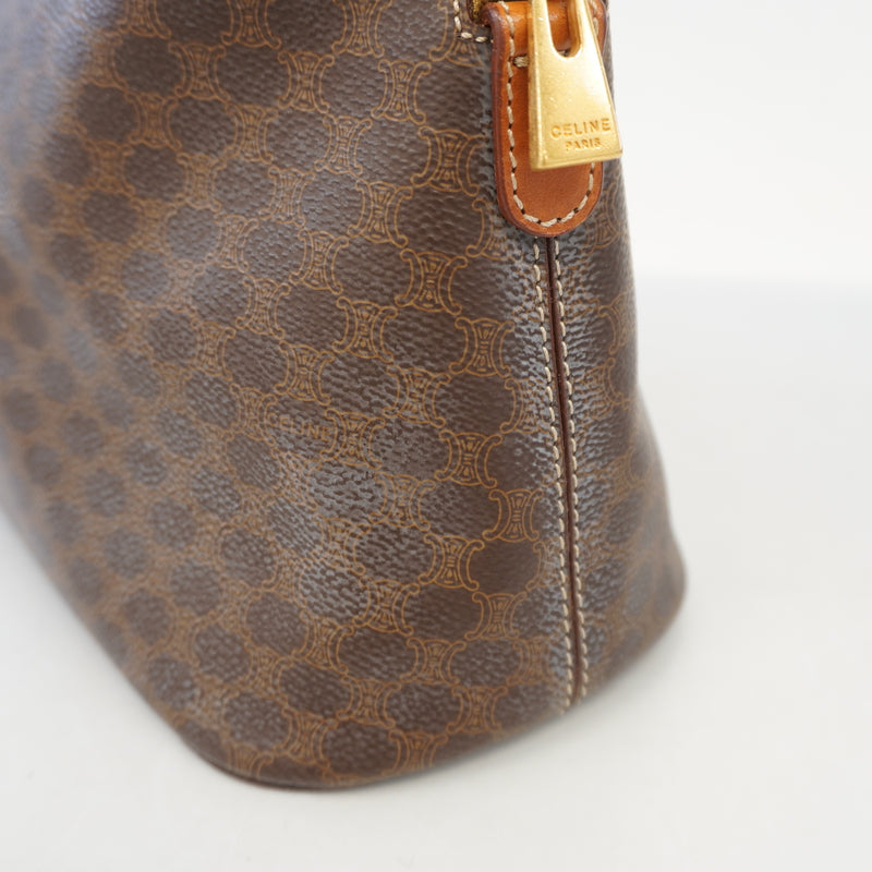 Auth Celine Macadam Handbag Womens PVC Handbag Brown