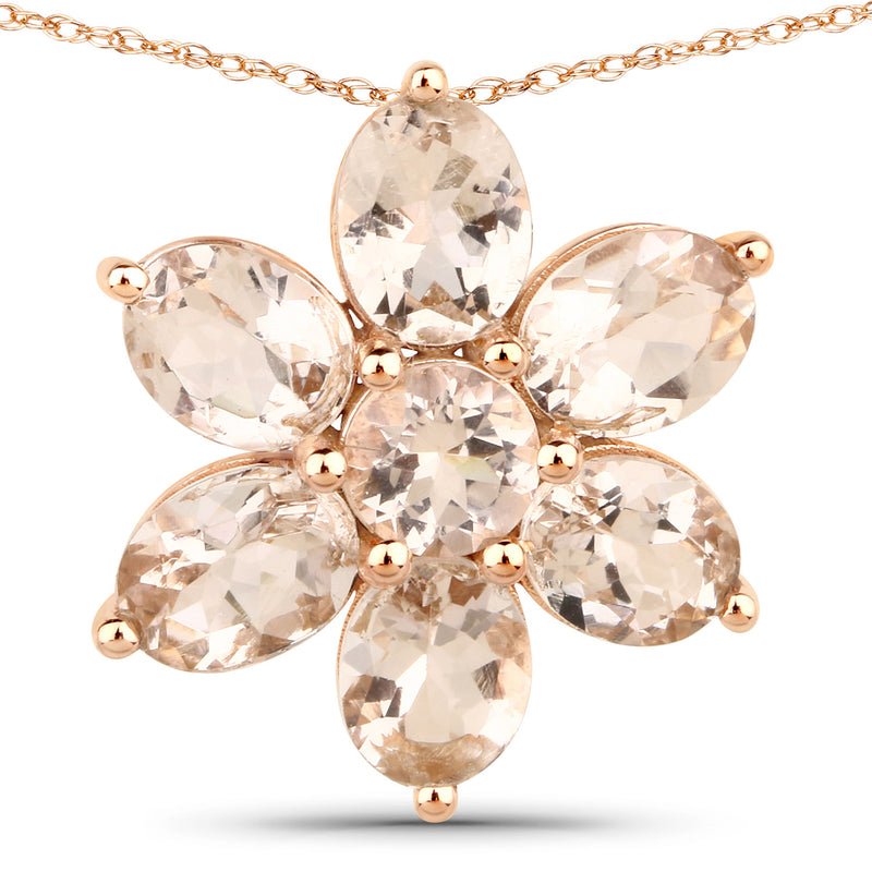 1.87 Carat Genuine Morganite 10K Rose Gold Pendant